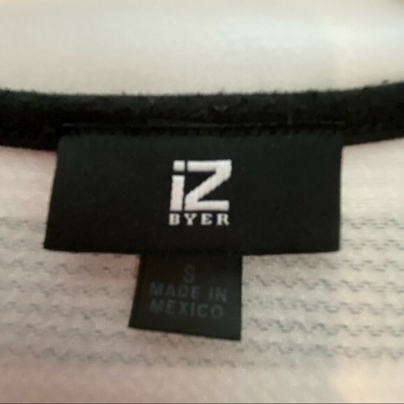 IZ BYER Sleeveless black white stripe peplum top unique zipper detail size S - Picture 3 of 7